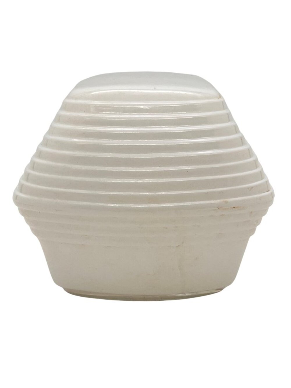 Vintage Milk Glass Art Deco Light Fixture Shade With Clear Geometric Panel 6" - Picture 11 of 13